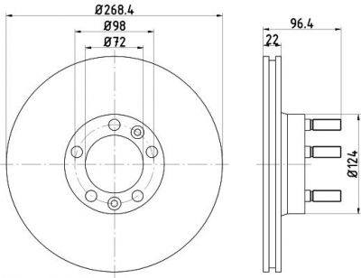Hella 8DD 355 101-061 тормозной диск на ALFA ROMEO 75 (162B)