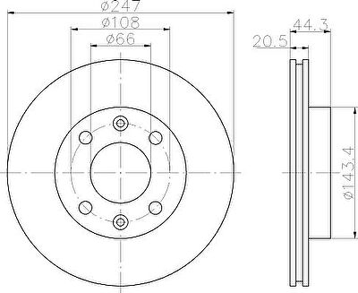 Hella 8DD 355 101-081 тормозной диск на PEUGEOT 205 II (20A/C)
