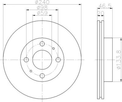 Hella 8DD 355 101-111 тормозной диск на FIAT UNO (146A/E)