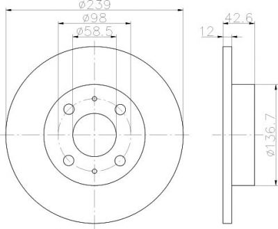 Hella 8DD 355 101-481 тормозной диск на ZAZ TAVRIA (1102)