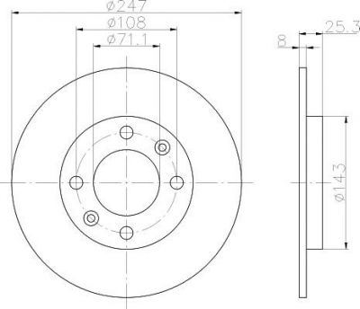 Hella 8DD 355 102-511 тормозной диск на PEUGEOT 306 (7B, N3, N5)