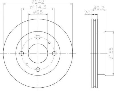 Hella 8DD 355 102-641 тормозной диск на NISSAN PRIMERA (P10)