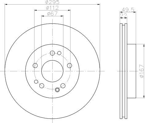 Hella 8DD 355 102-761 тормозной диск на MERCEDES-BENZ E-CLASS (W124)