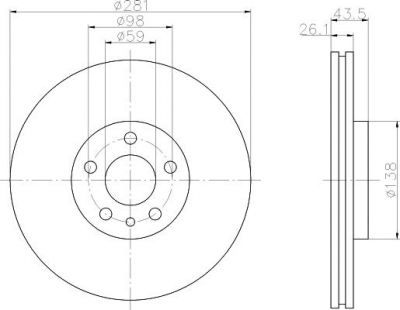 Hella 8DD 355 104-451 тормозной диск на PEUGEOT EXPERT фургон (222)