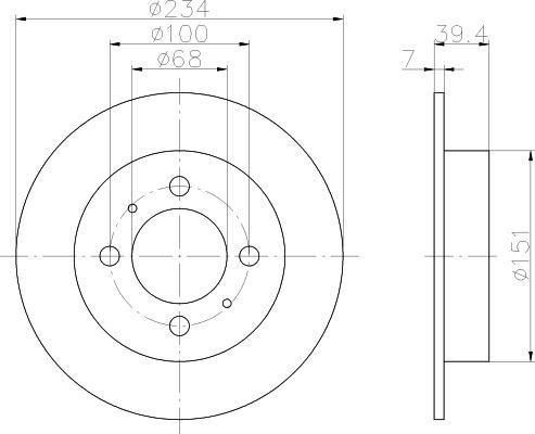 Hella 8DD 355 105-151 тормозной диск на NISSAN 100 NX (B13)