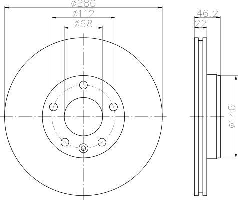 Hella 8DD 355 105-531 тормозной диск на AUDI A4 Avant (8D5, B5)