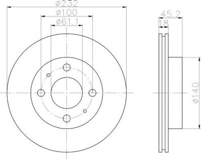 Hella 8DD 355 105-921 тормозной диск на NISSAN ALMERA I (N15)