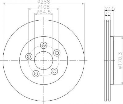 Hella 8DD 355 106-831 тормозной диск на LINCOLN LS