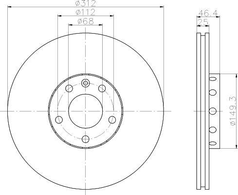 Hella 8DD 355 107-511 тормозной диск на AUDI A6 Avant (4B5, C5)