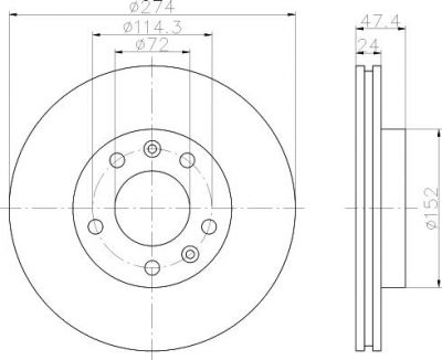 Hella 8DD 355 108-751 тормозной диск на KIA CARNIVAL I (UP)
