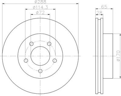 Hella 8DD 355 109-391 тормозной диск на JEEP CHEROKEE (KJ)