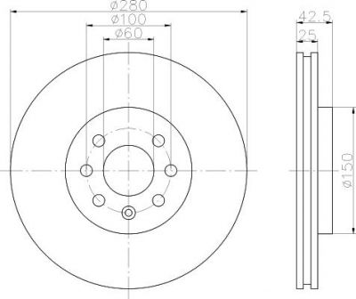 Hella 8DD 355 110-251 тормозной диск на OPEL MERIVA
