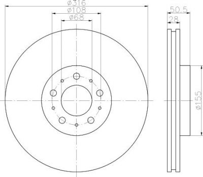 Hella 8DD 355 110-571 тормозной диск на VOLVO XC90 I