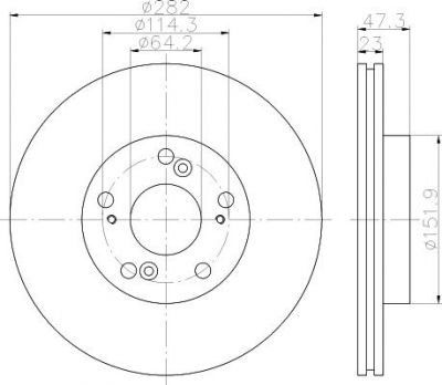 Hella 8DD 355 110-631 тормозной диск на HONDA CR-V II (RD_)