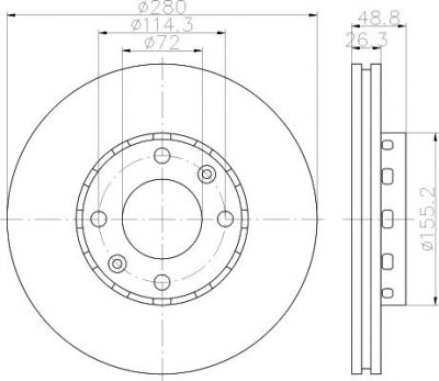 Hella 8DD 355 111-021 тормозной диск на KIA CARENS II (FJ)