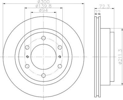 Hella 8DD 355 111-551 тормозной диск на MITSUBISHI PAJERO IV (V8_W, V9_W)