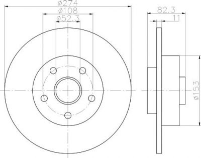 Hella 8DD 355 112-351 тормозной диск на RENAULT LAGUNA II (BG0/1_)