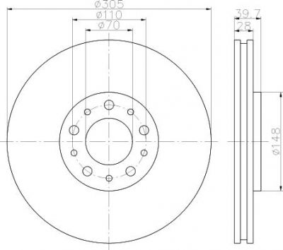 Hella 8DD 355 112-511 тормозной диск на ALFA ROMEO 159 (939)