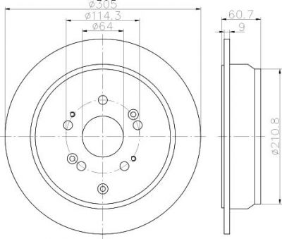 Hella 8DD 355 114-111 тормозной диск на HONDA CR-V II (RD_)