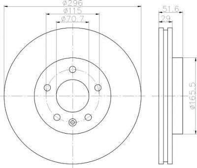 Hella 8DD 355 114-401 тормозной диск на CHEVROLET CAPTIVA (C100, C140)