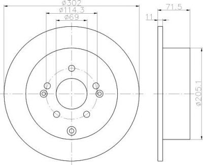 Hella 8DD 355 114-471 тормозной диск на HYUNDAI SANTA FE II (CM)
