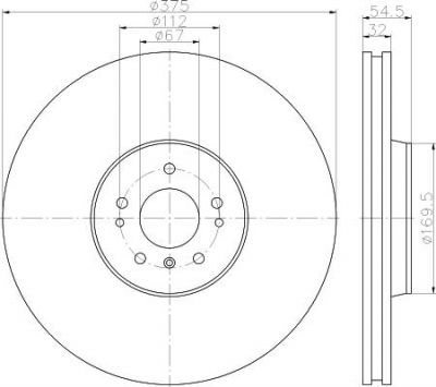 Hella 8DD 355 115-421 тормозной диск на MERCEDES-BENZ M-CLASS (W164)