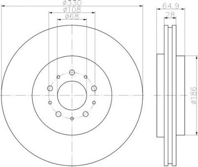 Hella 8DD 355 115-601 тормозной диск на VOLVO V70 II (SW)