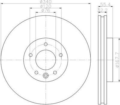 Hella 8DD 355 117-251 тормозной диск на VW MULTIVAN V (7HM, 7HN, 7HF, 7EF, 7EM, 7EN)