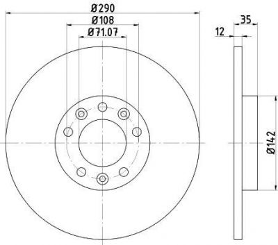 Hella 8DD 355 120-421 тормозной диск на PEUGEOT 308 SW II