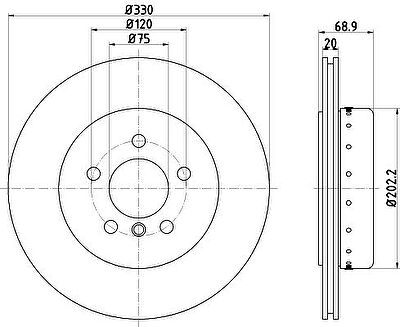 Hella 8DD 355 120-671 тормозной диск на 5 (F10, F18)