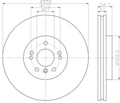 Hella 8DD 355 121-171 тормозной диск на MERCEDES-BENZ M-CLASS (W164)