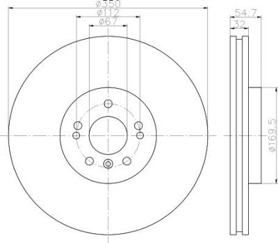 Hella 8DD 355 121-181 тормозной диск на MERCEDES-BENZ M-CLASS (W164)