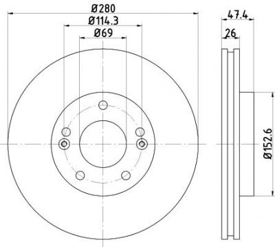 Hella 8DD 355 122-341 тормозной диск на HYUNDAI SONATA VI (YF)