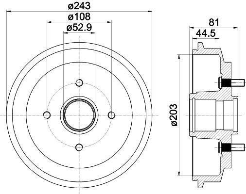 Hella 8DT 355 300-601 тормозной барабан на FORD FUSION (JU_)