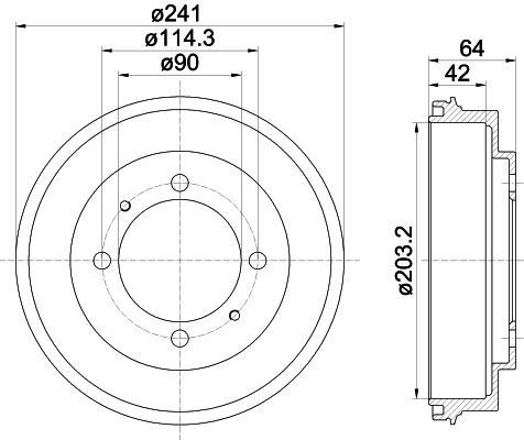Hella 8DT 355 300-841 тормозной барабан на MITSUBISHI CARISMA (DA_)
