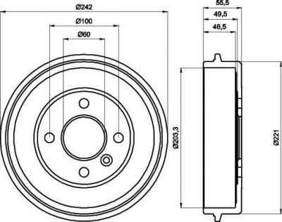 Hella 8DT 355 301-341 тормозной барабан на VOLVO 460 L (464)