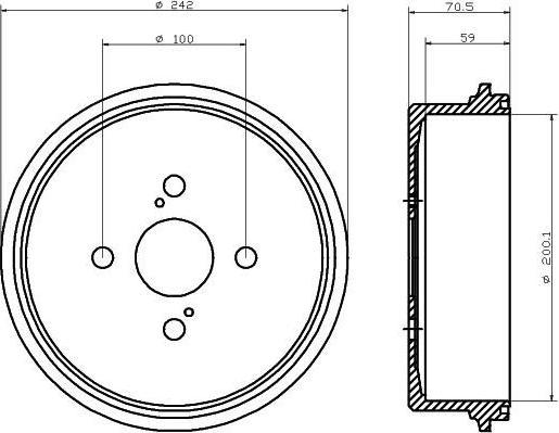Hella 8DT 355 302-111 тормозной барабан на TOYOTA TERCEL (AL2_)