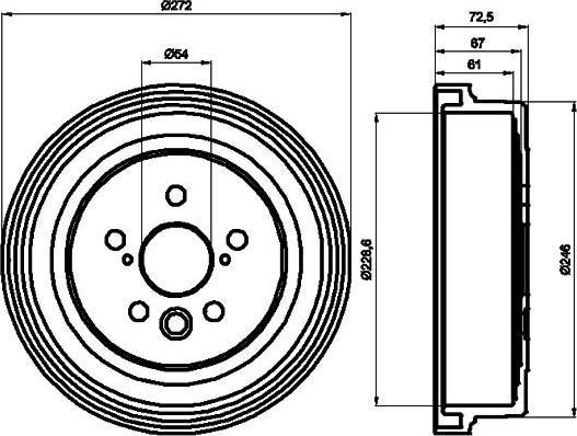 Hella 8DT 355 302-331 тормозной барабан на TOYOTA CAMRY Station Wagon (_V2_)