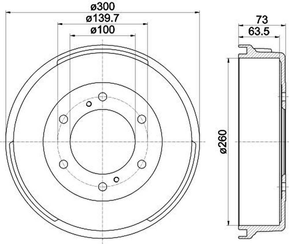 Hella 8DT 355 302-361 тормозной барабан на NISSAN TERRANO I (WD21)