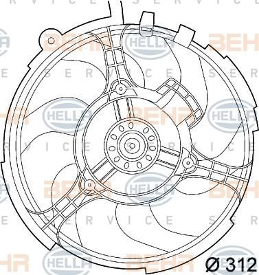 Hella 8EW 351 039-531 вентилятор, охлаждение двигателя на FIAT STILO (192)