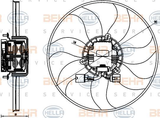 Hella 8EW 351 040-071 вентилятор, охлаждение двигателя на VW PASSAT Variant (3C5)