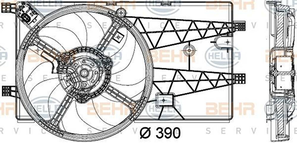 Hella 8EW 351 040-321 вентилятор, охлаждение двигателя на PEUGEOT BIPPER Tepee