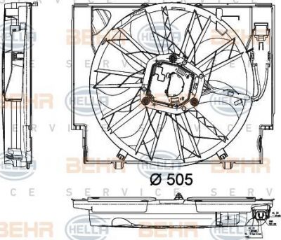 Hella 8EW 351 040-421 вентилятор, охлаждение двигателя на 5 (E60)