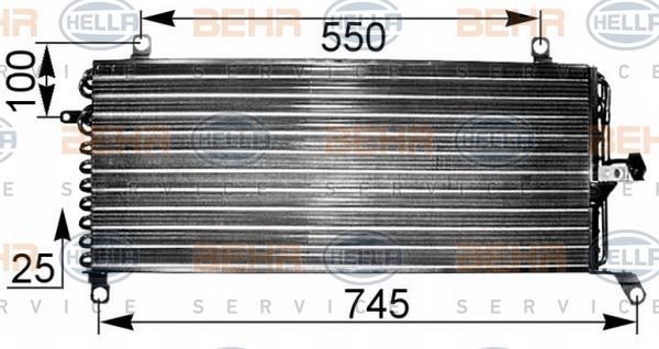 Hella 8FC 351 038-661 конденсатор, кондиционер на FIAT PUNTO (176)