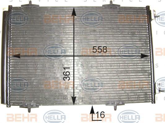 Hella 8FC 351 303-661 конденсатор, кондиционер на PEUGEOT 207 (WA_, WC_)