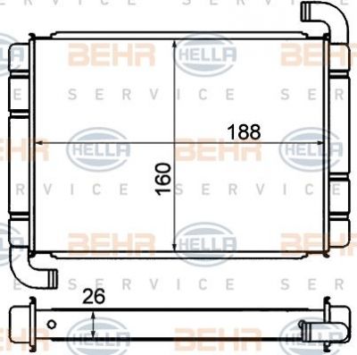 Hella 8FH 351 000-571 теплообменник, отопление салона на OPEL CORSA D