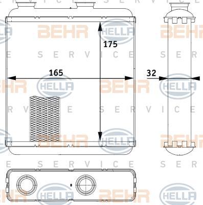 Hella 8FH 351 313-541 теплообменник, отопление салона на OPEL MERIVA