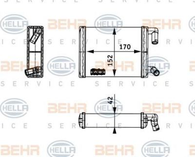 HELLA Теплообменник, отопление салона MB O405 84-,85->, 91-> (8FH351312-731)