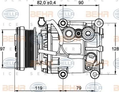 Hella 8FK 351 113-371 компрессор, кондиционер на FORD MONDEO II (BAP)