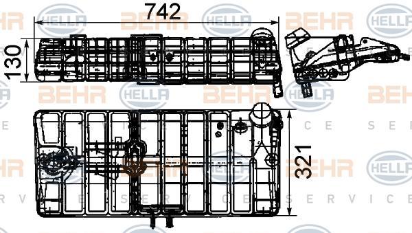 Hella 8MA 376 705-341 компенсационный бак, охлаждающая жидкость на MAN F 90 Unterflur